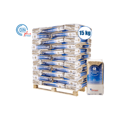 Afbeelding van Butagaz Pellet DIN+ 100% naaldhout – pallet van 66 zakken van 15KG – levering inbegrepen